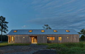 Exterior of home at dusk.